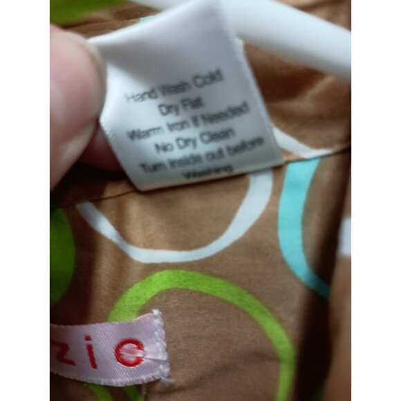 Tizzie Wearable Art Tunic Top Womens Medium Ikat Print Button Front Long Sleeve - Picture 8 of 14